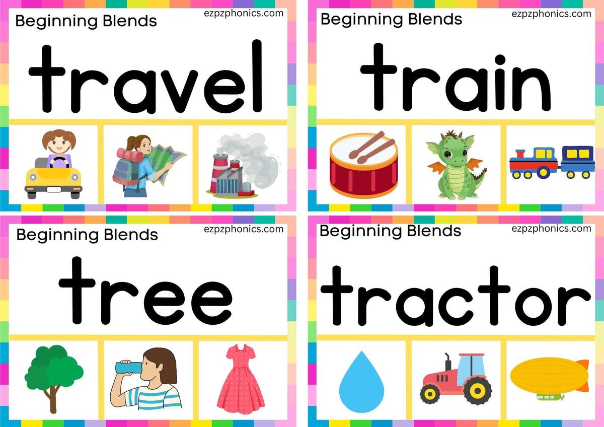TR Beginning Blends Clip Cards Read The Words And Clip The Correct Images Set 1 Ezpzphonics TR Beginning Blends Clip Cards Read The Words And Clip The Correct Images Set 1 Ezpzphonics