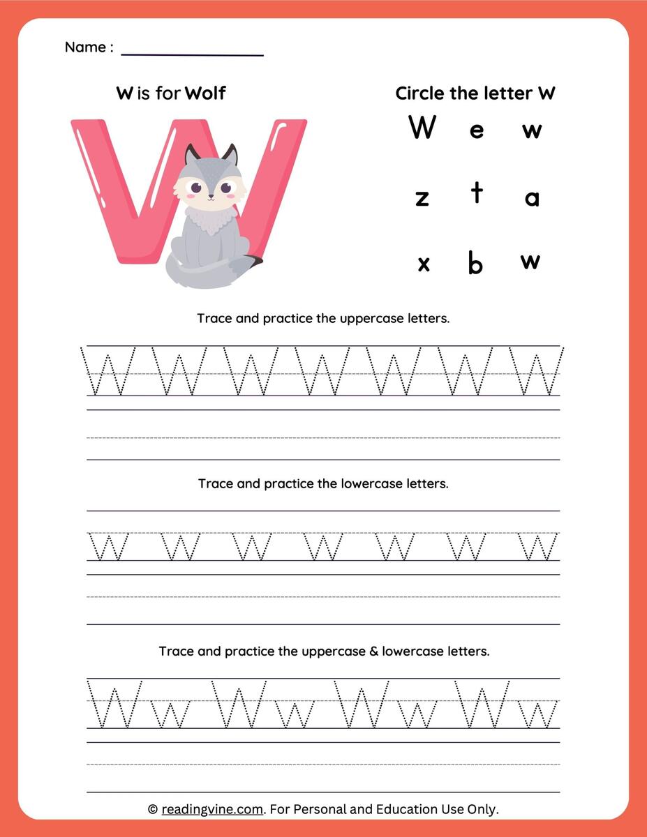 Tracing Letter W Worksheets For Preschool Free Letter W Tracing Worksheet Printable Dinosaur Themed Sly Spoon