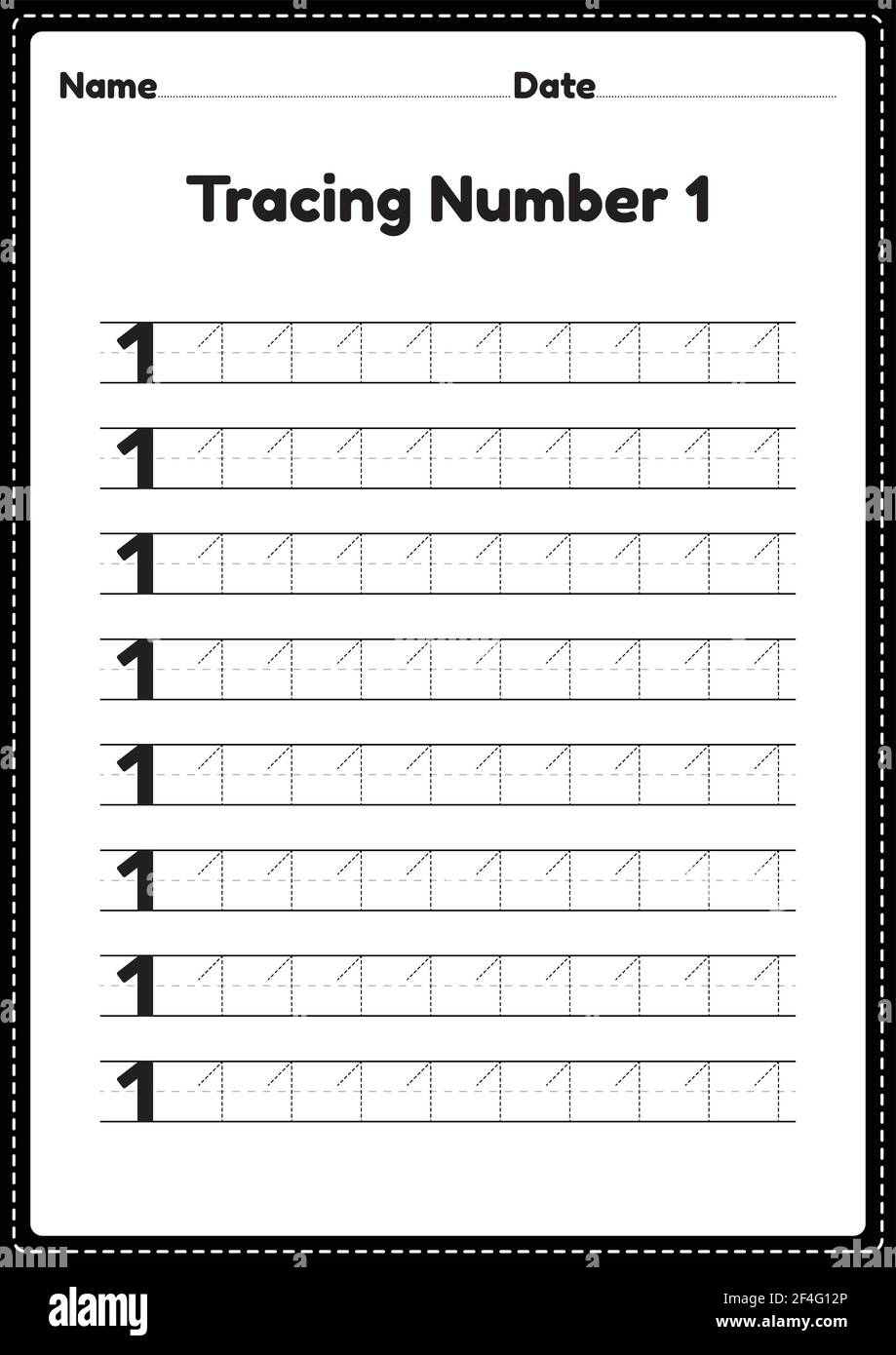 Tracing Number 1 Worksheet For Kindergarten And Preschool Kids For Educational Practice In A Printable Page Stock Vector Image Art Alamy Tracing Number 1 Worksheet For Kindergarten And Preschool Kids For Educational Practice In A Printable Page Stock Vector Image Art Alamy