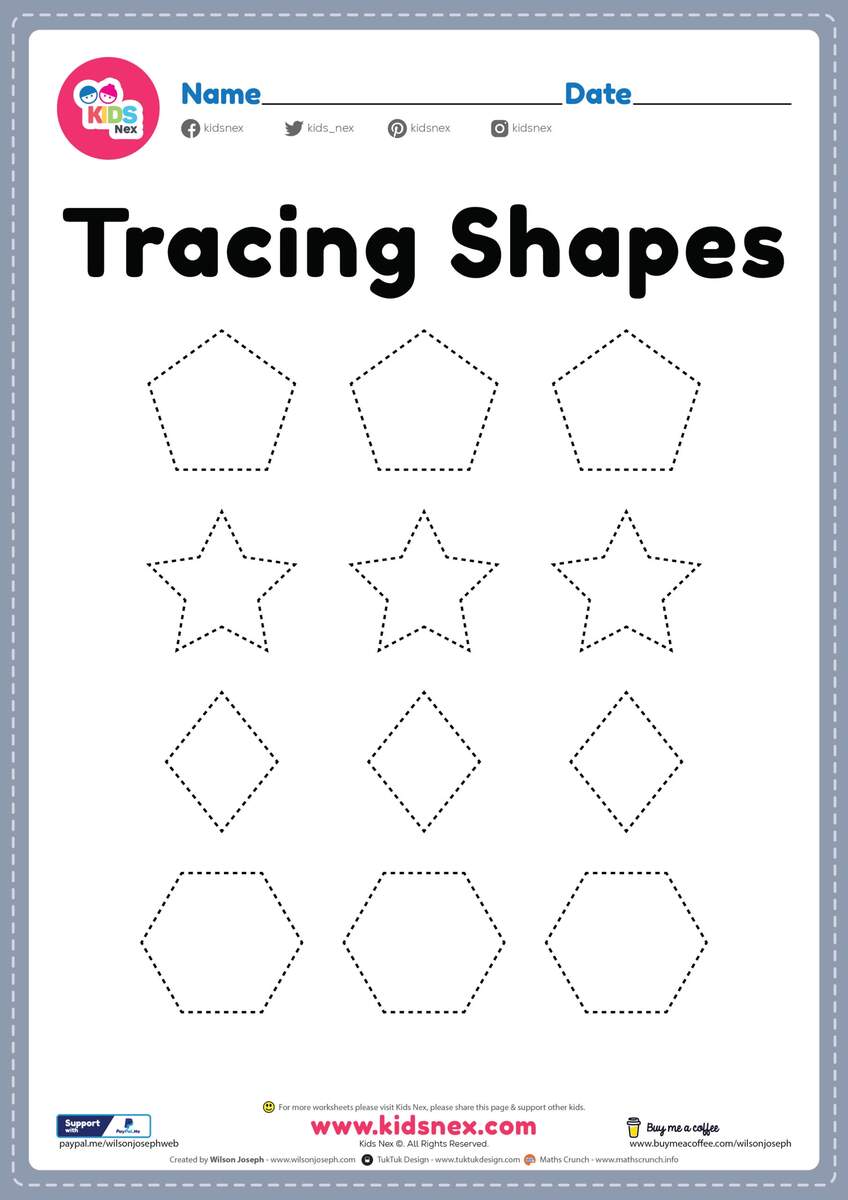 Tracing Worksheet For Kids Shapes Free Printable PDF