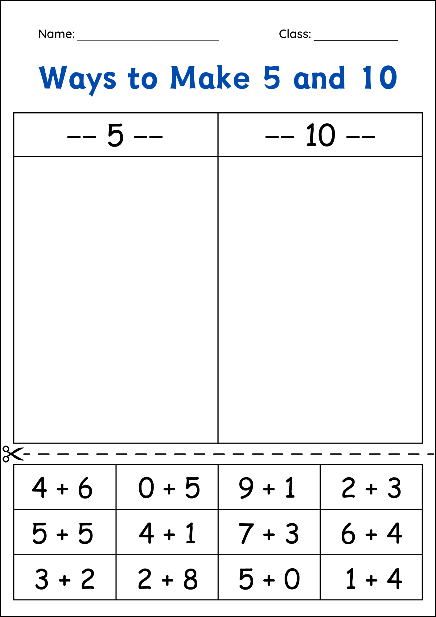 Ways To Make 5 And 10 Kindergarten Math Worksheets Making 5 And 10 Activity Teaching Resources
