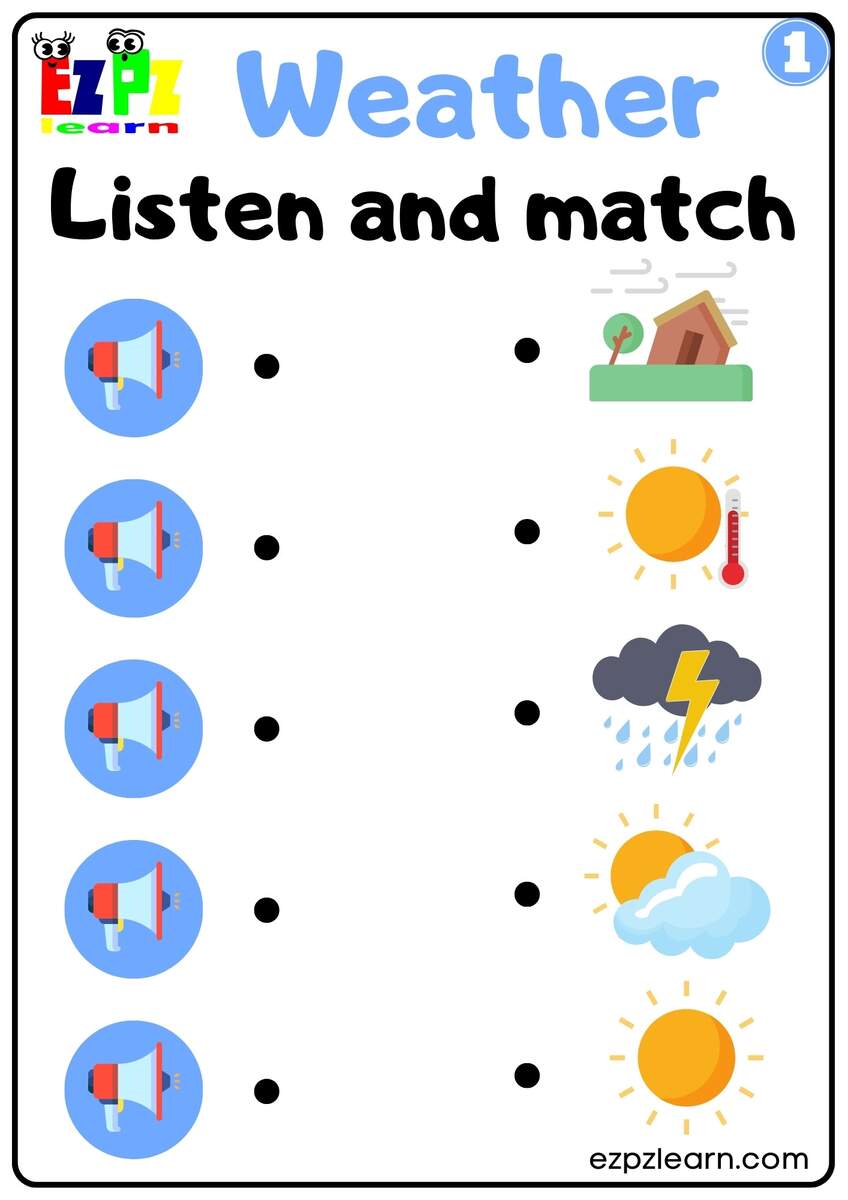 Weather Vocabulary Interactive Worksheet Listen And Match The Correct Images Activity For Kindergarten And ESL Students G1 Ezpzlearn Weather Vocabulary Interactive Worksheet Listen And Match The Correct Images Activity For Kindergarten And ESL Students G1 Ezpzlearn