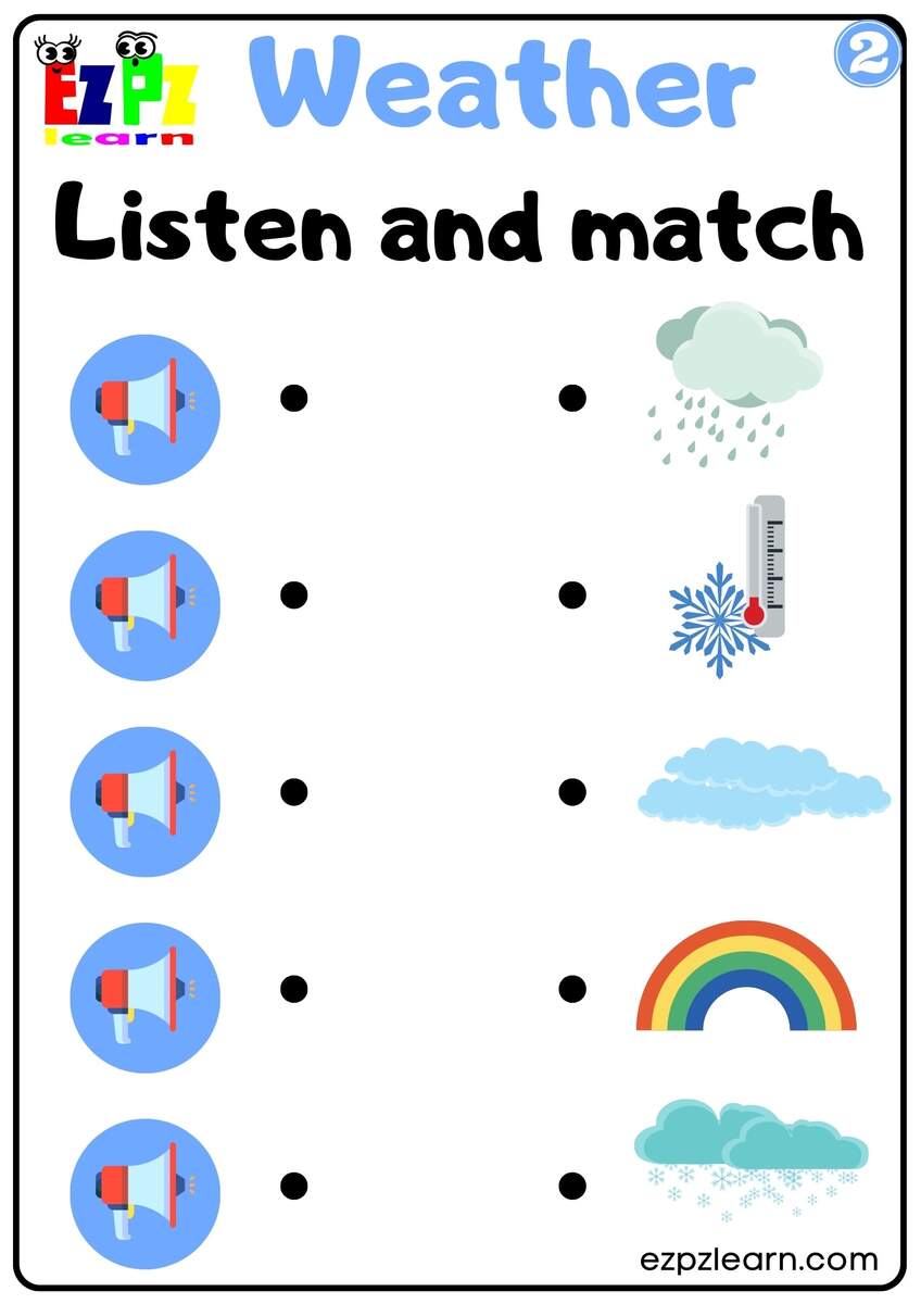Free Preschool Weather Words Spelling Worksheet