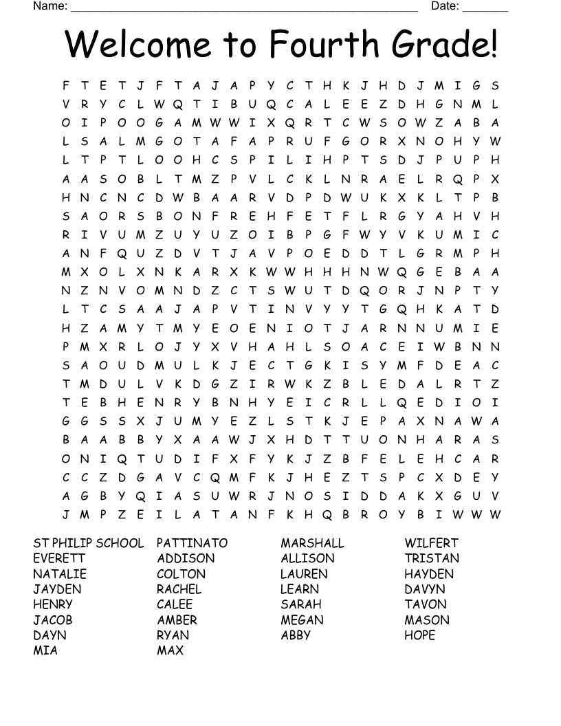4th Grade ROCKS Word Search WordMint