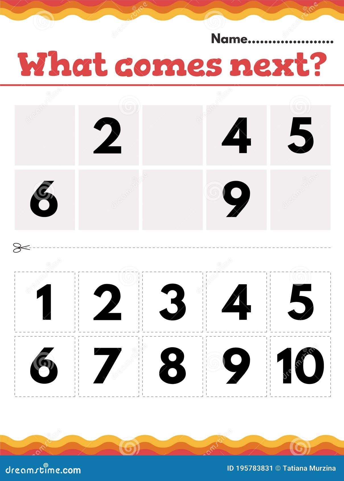 What Number Comes Next Math Preschool Or Kindergarten Worksheet Stock Vector Illustration Of Complete Maths 195783831 Pattern Identification What Comes Next Worksheets For Preschool Kindergarten MegaWorkbook