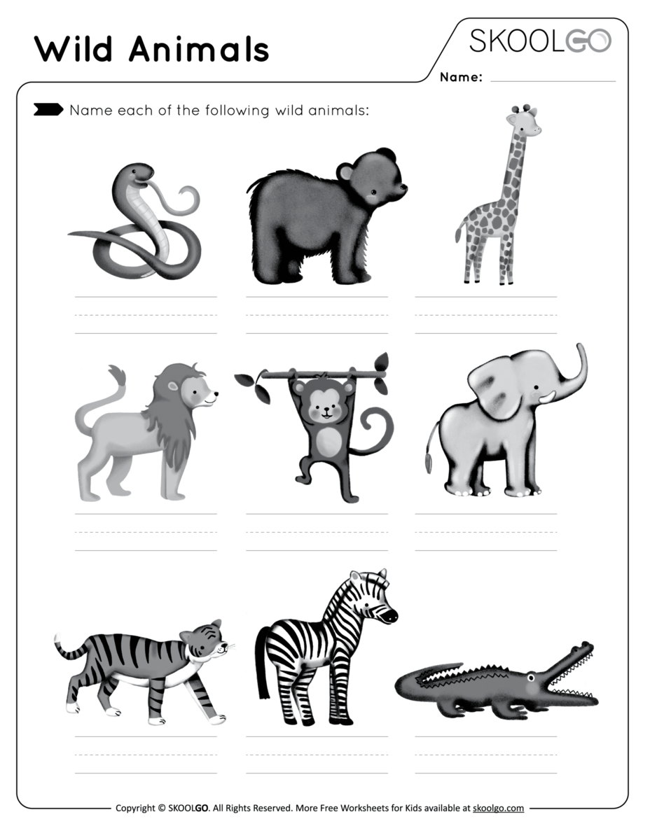 Wild Animals Free Worksheet SKOOLGO
