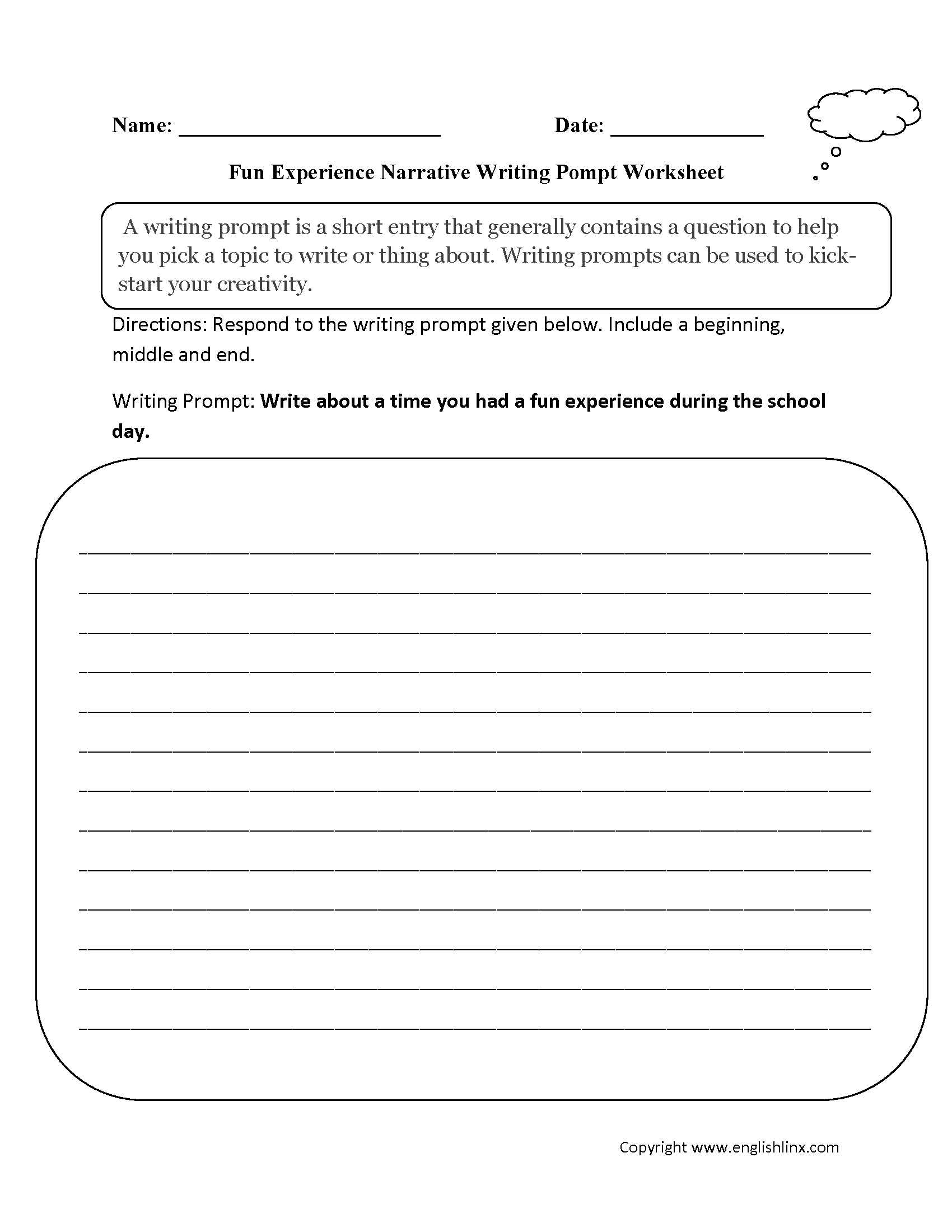 Writing Prompts Worksheets Narrative Writing Prompts Worksheets Writing Worksheets For Creative Kids Free PDF Printables EdHelper